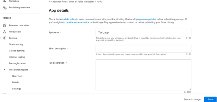 Uploading the app to Google Play